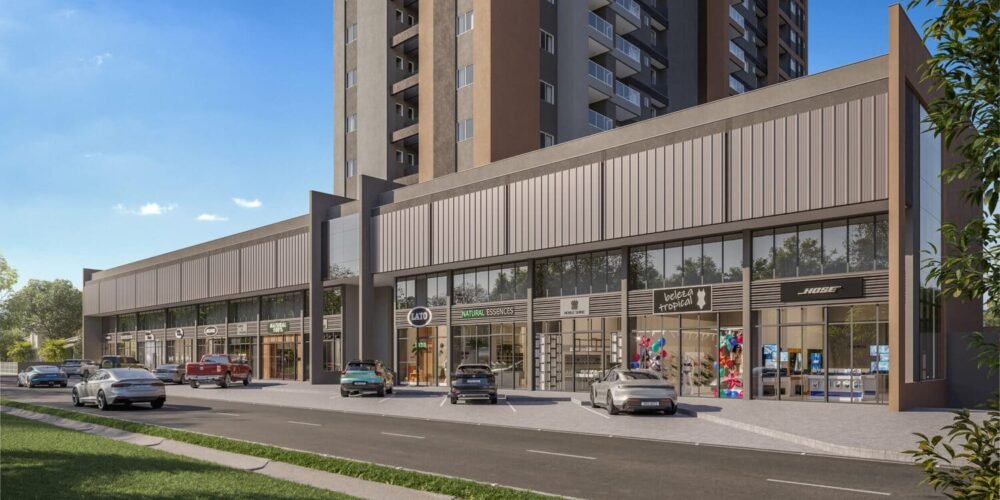 Fachada das loja no condomínio Orla da Barra