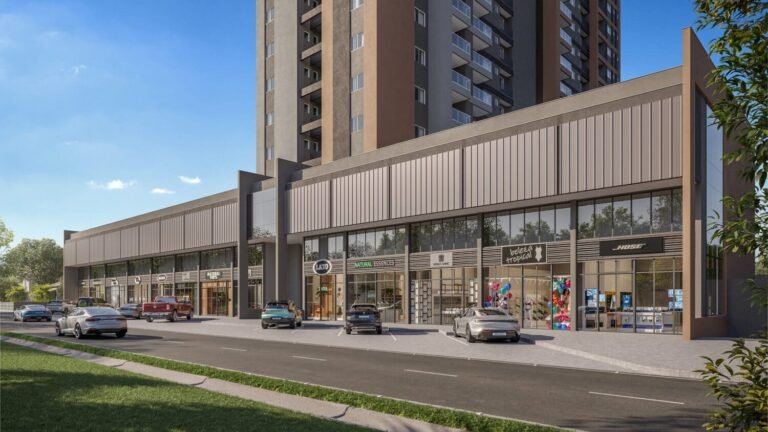 Fachada das loja no condomínio Orla da Barra