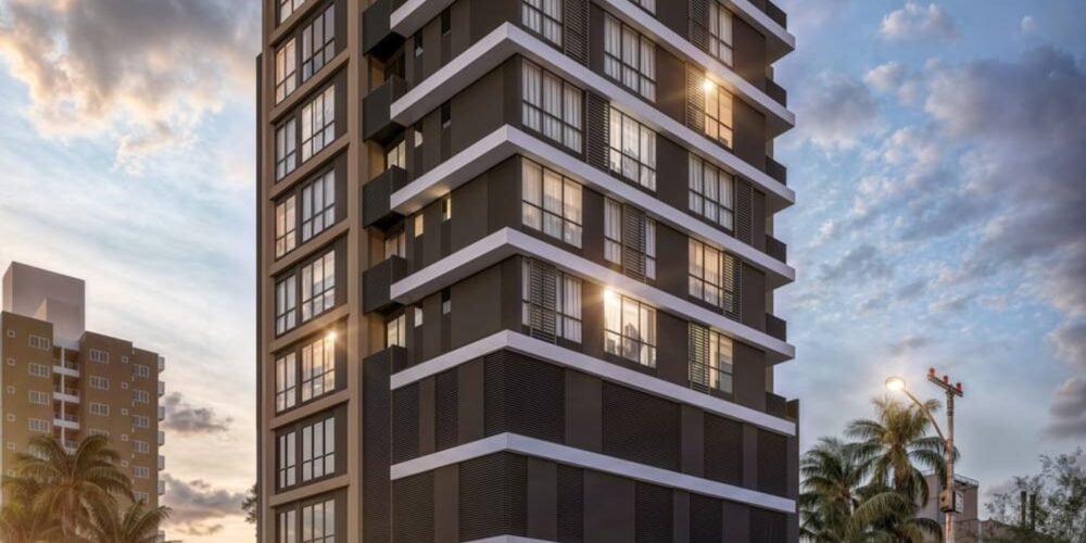 Fachada do Sky Rooftop ao entardecer